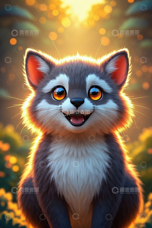 阳光下可爱的卡通猫咪