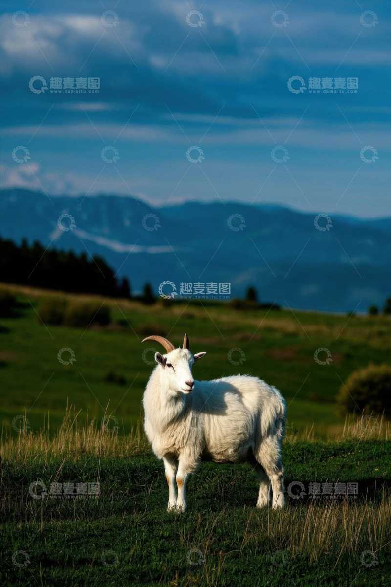 高清大图下载【趣麦麦图】草原上的山羊远眺