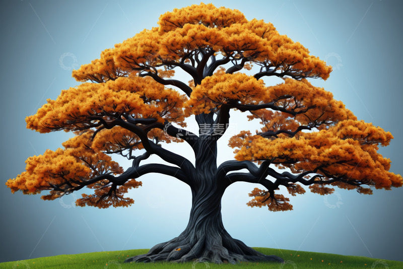 高清大图下载【趣麦麦图】金色大树特写