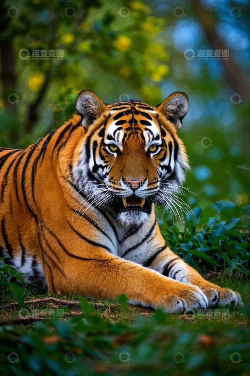 高清大图下载【趣麦麦图】丛林中的老虎特写