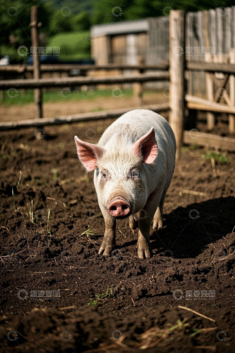 高清大图下载【趣麦麦图】农场里站立的猪