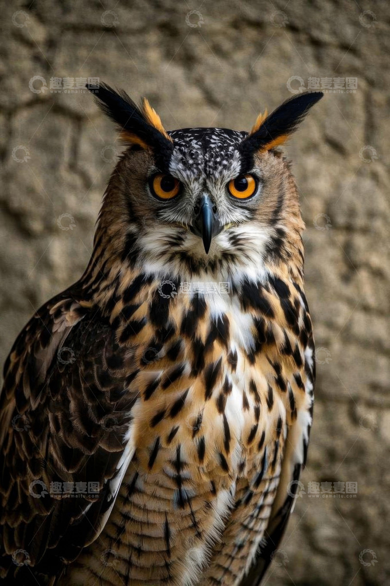 高清大图下载【趣麦麦图】特写猫头鹰羽毛纹理