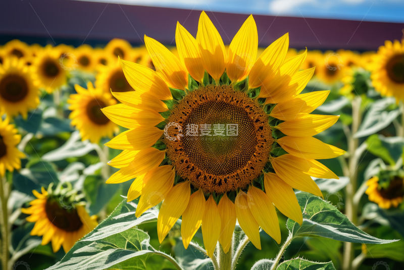 高清大图下载【趣麦麦图】向日葵花田特写