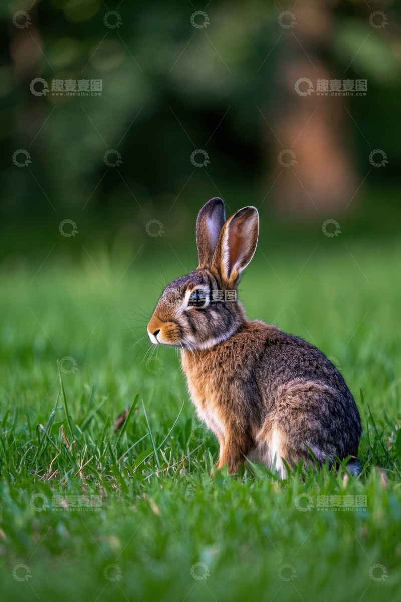 高清大图下载【趣麦麦图】草地上的野兔特写