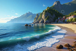 海边小镇与山海景观