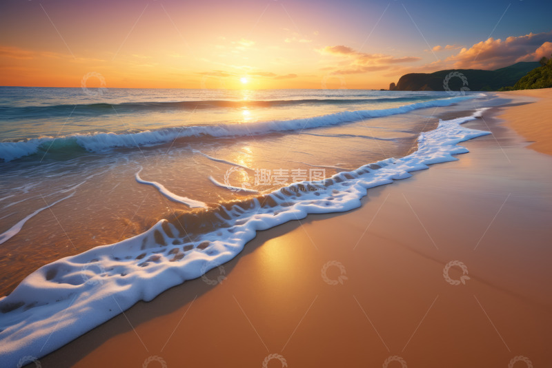 高清大图下载【趣麦麦图】海滩日落自然风光