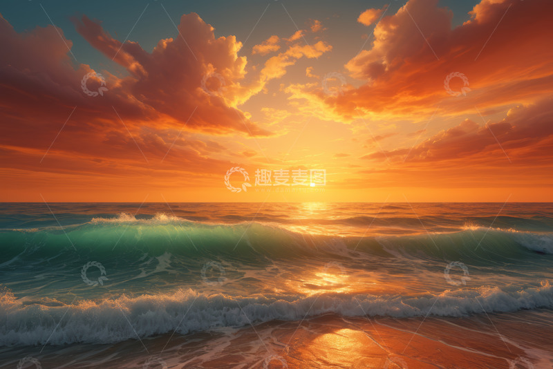 高清大图下载【趣麦麦图】海边日落天空海洋景观