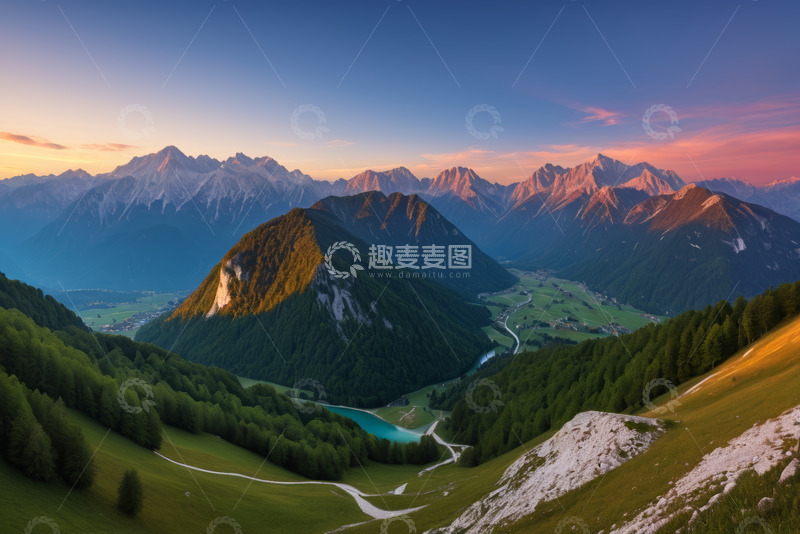 高清大图下载【趣麦麦图】山谷间壮丽山景与自然风光