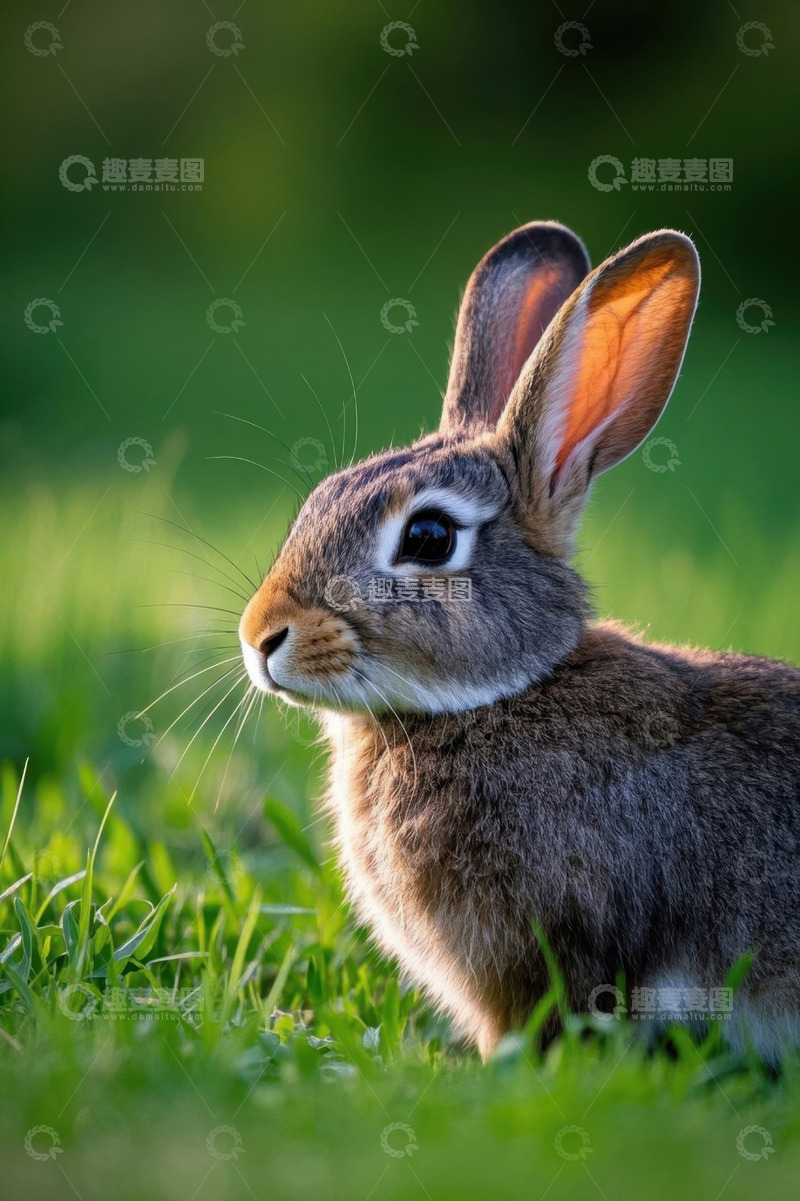 高清大图下载【趣麦麦图】草地上的兔子特写