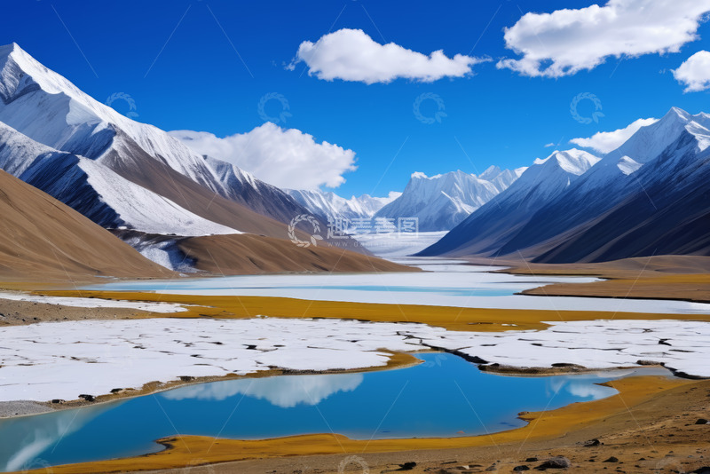 高清大图下载【趣麦麦图】雪山下的湖泊自然风光