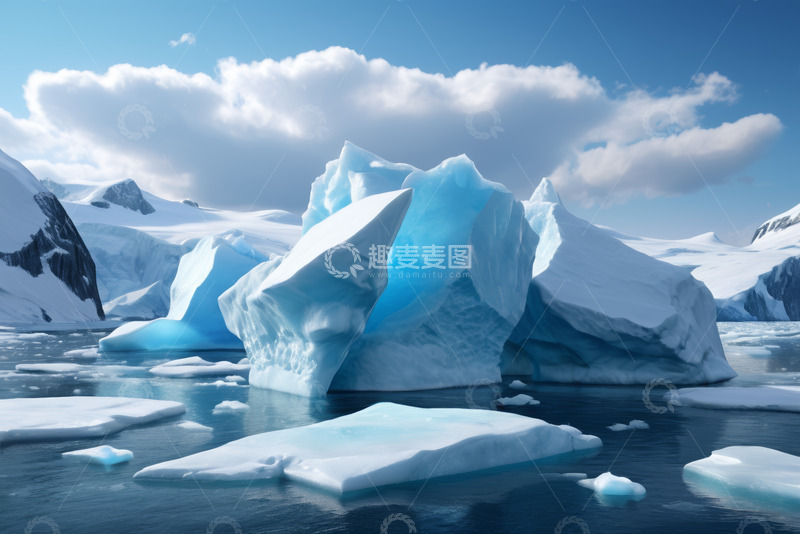 高清大图下载【趣麦麦图】海洋中的巨大冰山景观