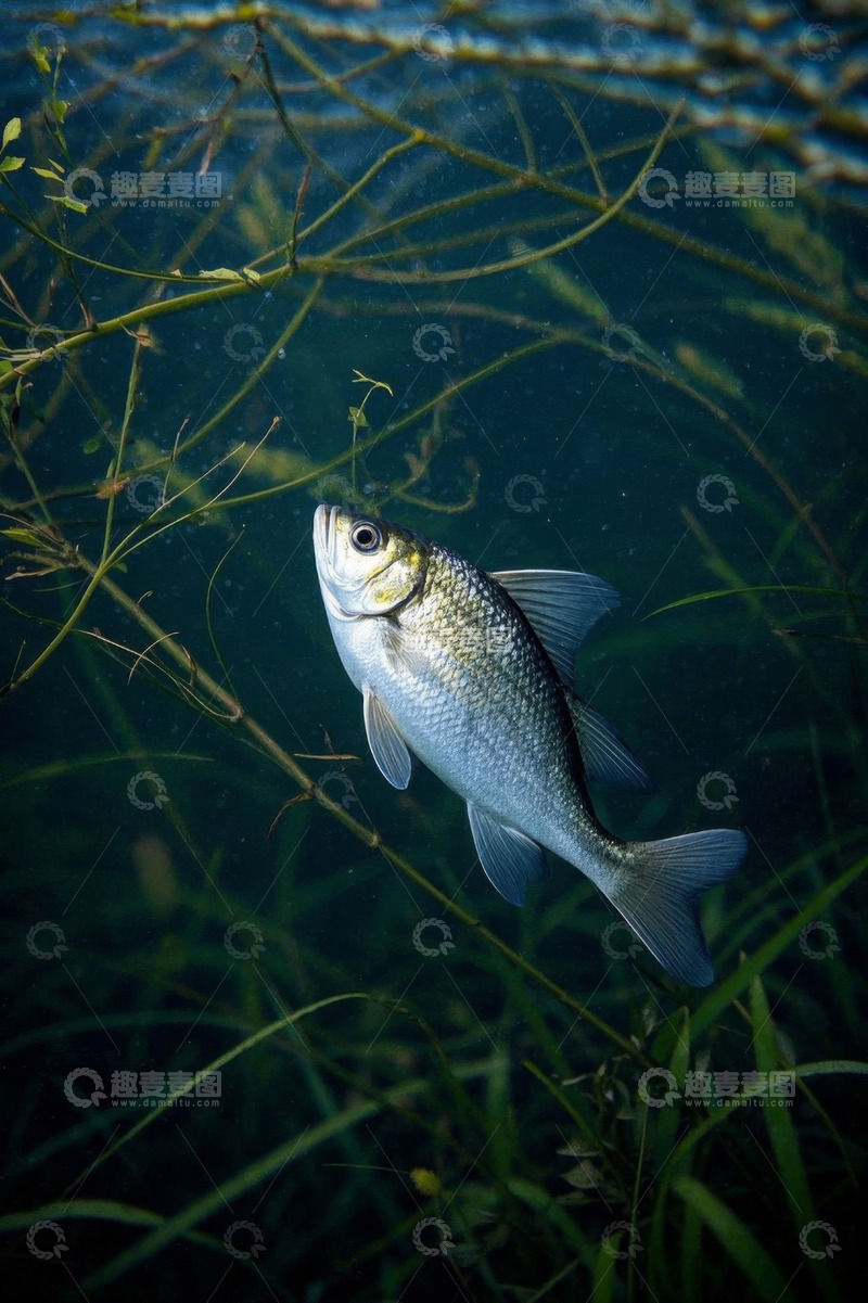 高清大图下载【趣麦麦图】水下游动的银色小鱼
