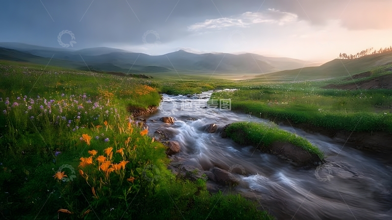 高清大图下载【趣麦麦图】山水风景晨曦溪流风光摄影