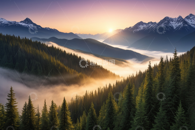 高清大图下载【趣麦麦图】山林日出云海自然风光