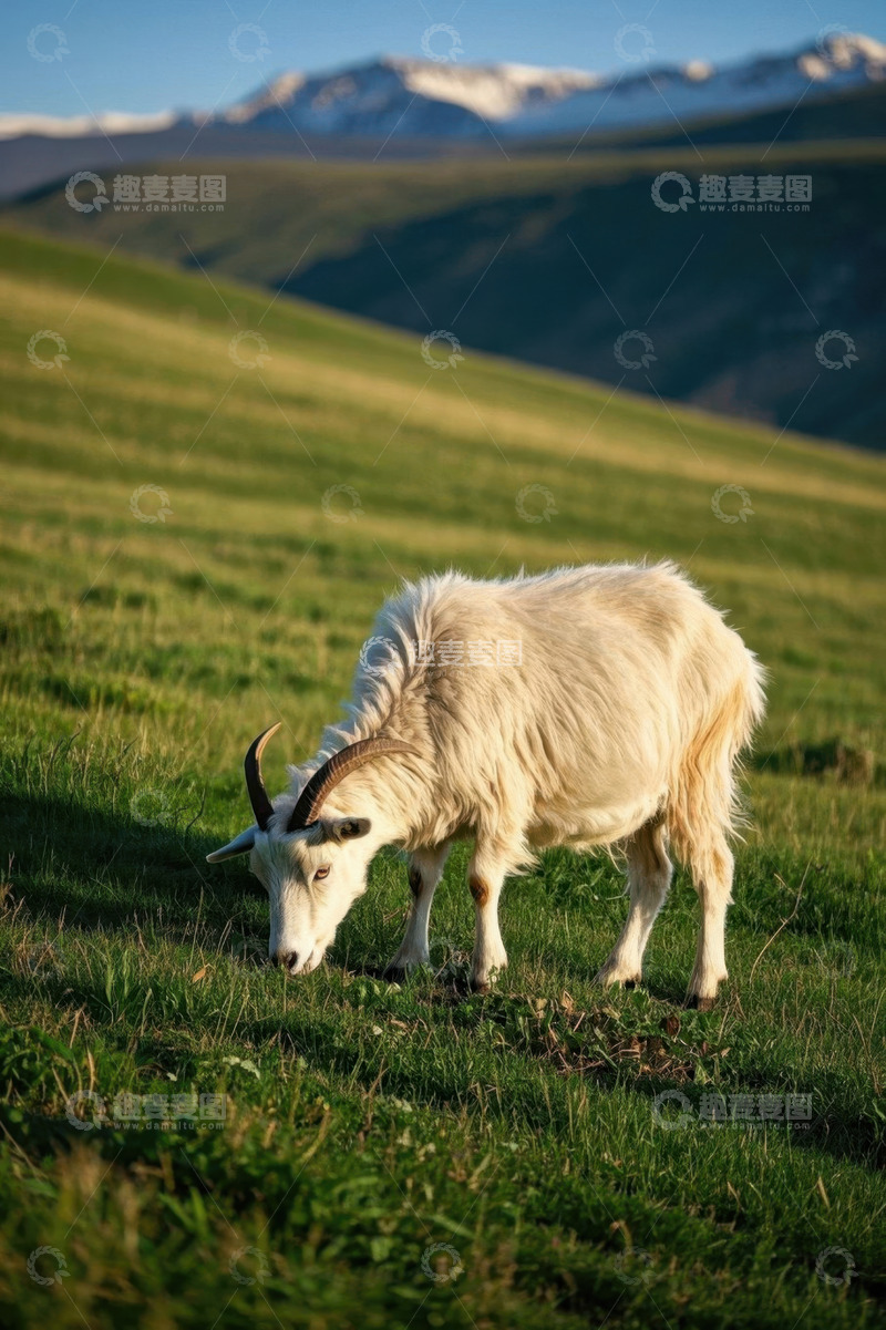 高清大图下载【趣麦麦图】山坡上吃草的山羊