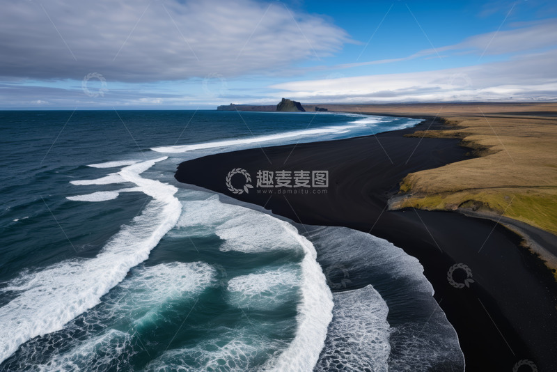 高清大图下载【趣麦麦图】冰岛黑色海滩海洋风光