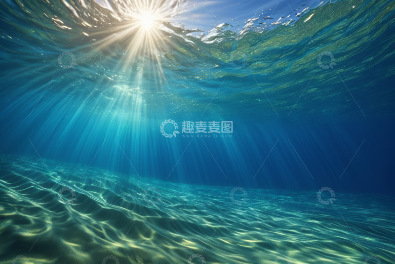 高清大图下载【趣麦麦图】阳光照射下的海洋水下景象
