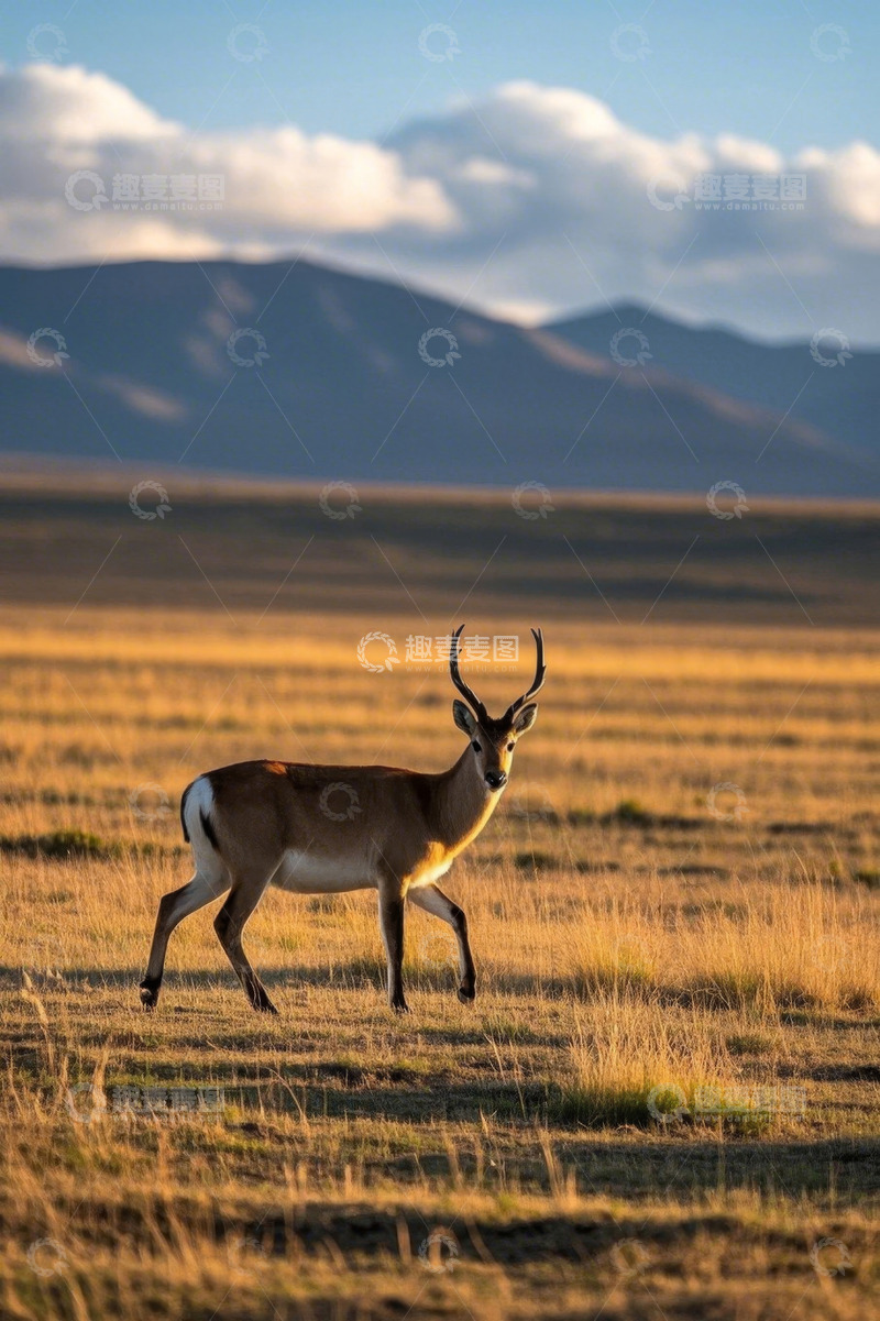 高清大图下载【趣麦麦图】草原上独自行走的羚羊