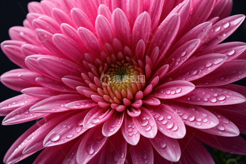 高清大图下载【趣麦麦图】带水珠的粉色菊花特写