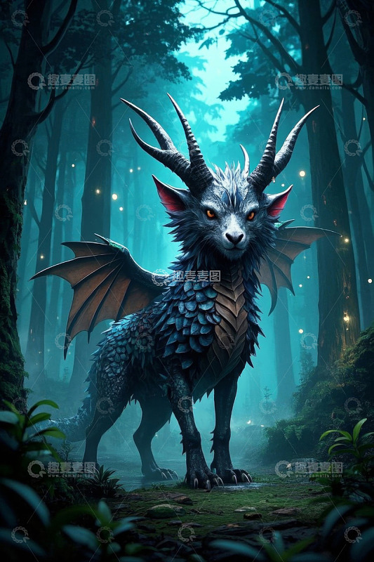 森林中的奇幻龙类生物