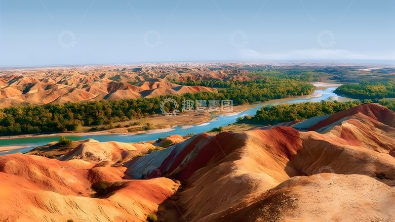 高清大图下载【趣麦麦图】多彩山丘河流风光摄影图片