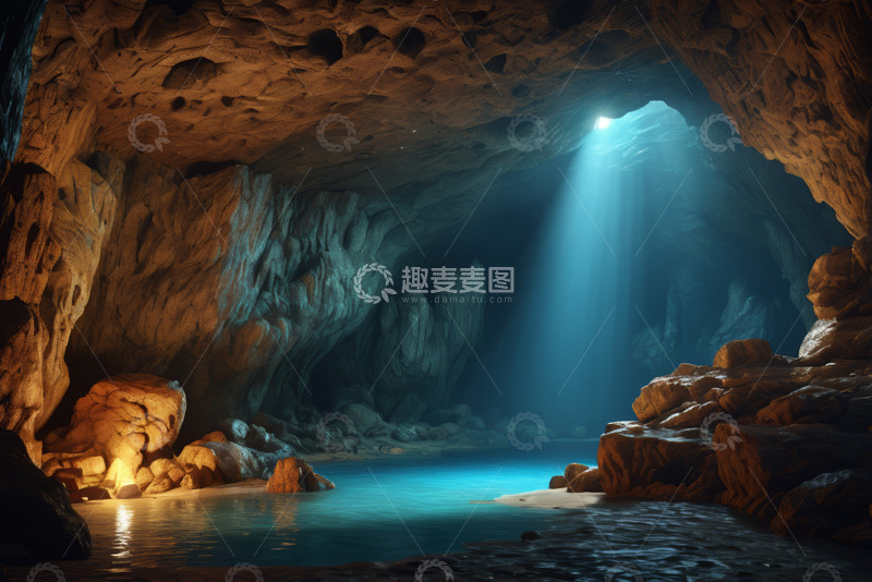 高清大图下载【趣麦麦图】洞穴内部光影自然风光