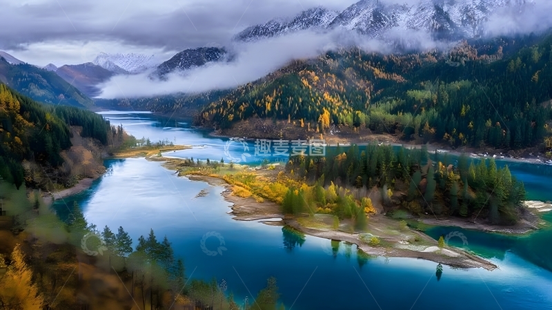 高清大图下载【趣麦麦图】山水风光秋景航拍图片