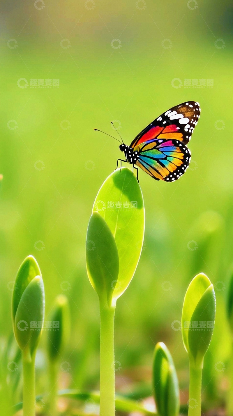 高清大图下载【趣麦麦图】多巴胺田野蝴蝶
