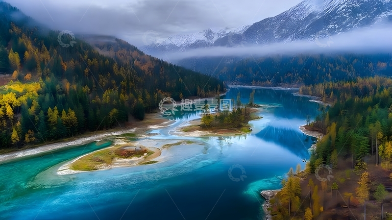 高清大图下载【趣麦麦图】山水风光航拍风景画