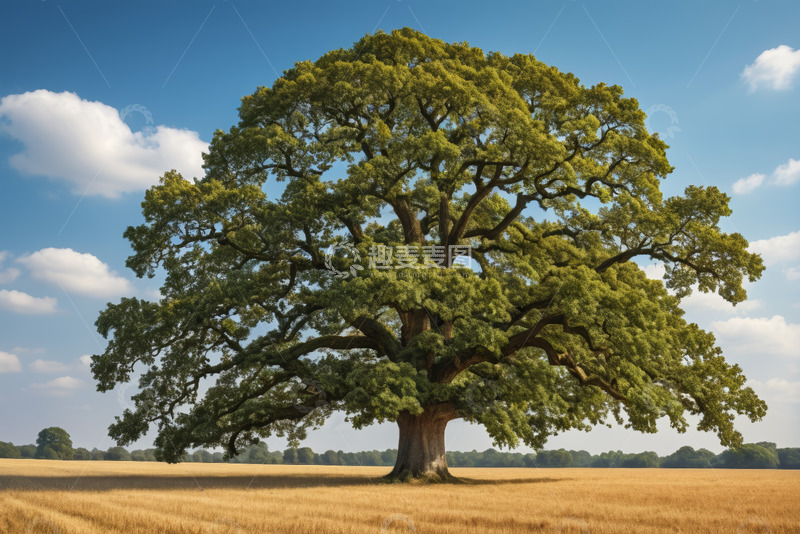 高清大图下载【趣麦麦图】田野中茂盛的大树