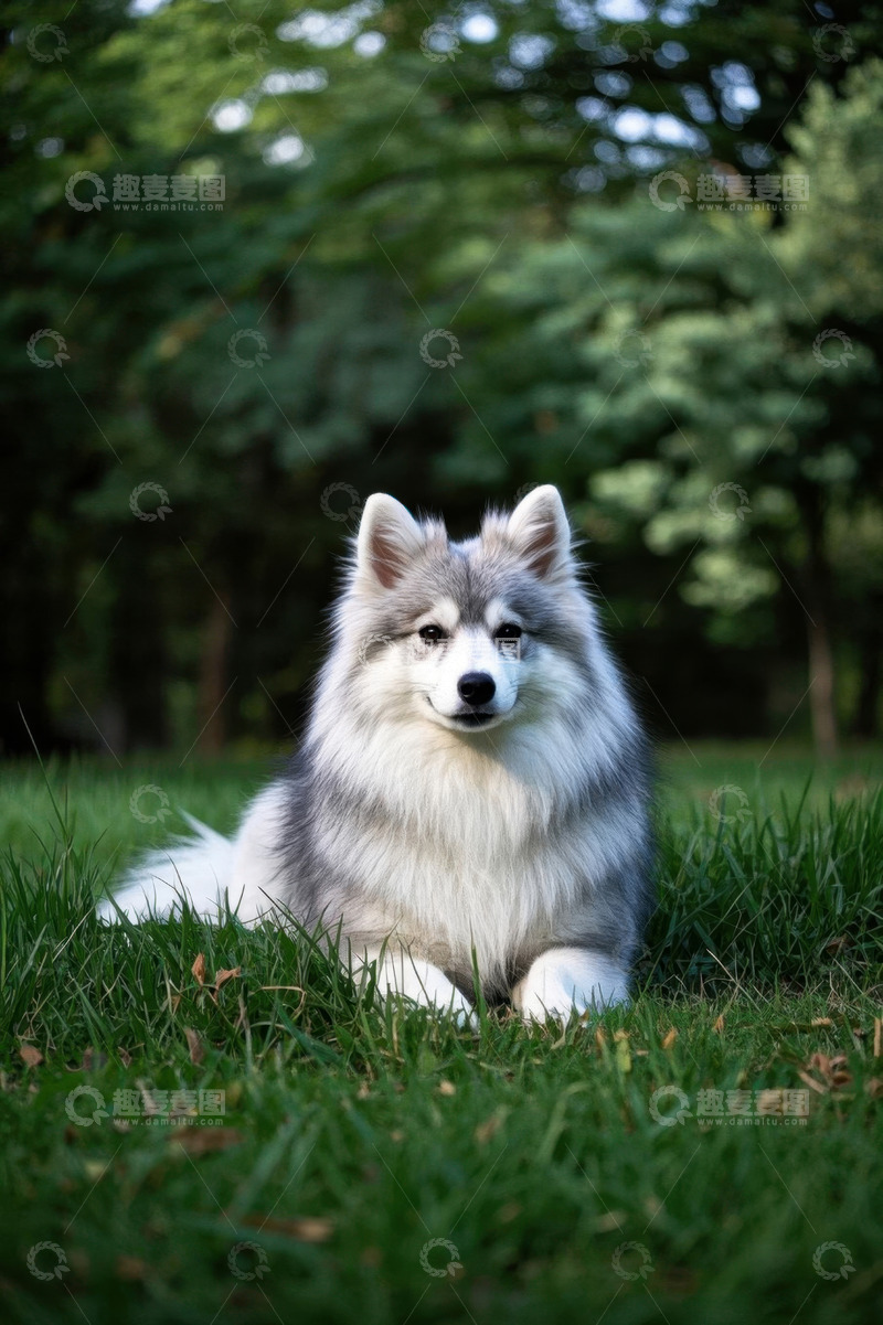 高清大图下载【趣麦麦图】草地上休憩的宠物狗