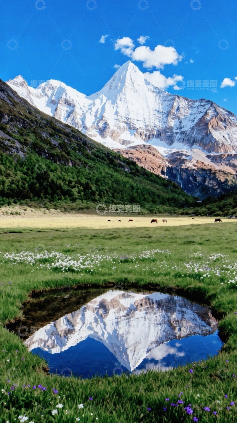 高清大图下载【趣麦麦图】-高山 雪山 森林