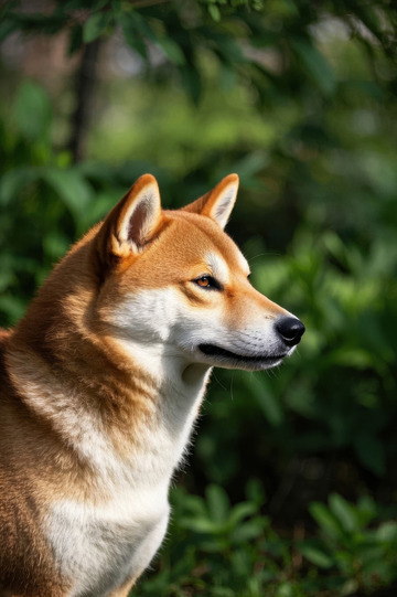 户外柴犬侧头特写