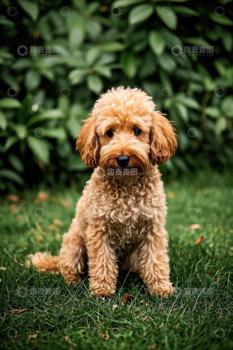 高清大图下载【趣麦麦图】草地上坐着的棕色小狗