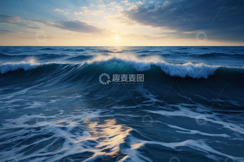 高清大图下载【趣麦麦图】海上日出波浪景观