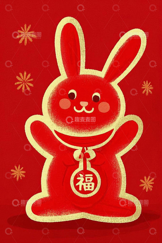 红色兔子形象新年素材