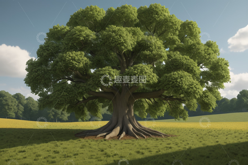 高清大图下载【趣麦麦图】田野中茂盛的大树