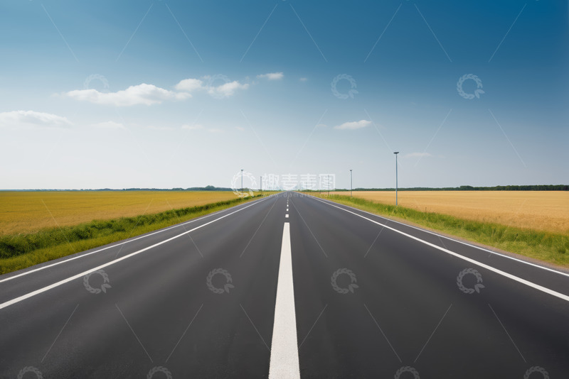 高清大图下载【趣麦麦图】开阔公路与田野风景