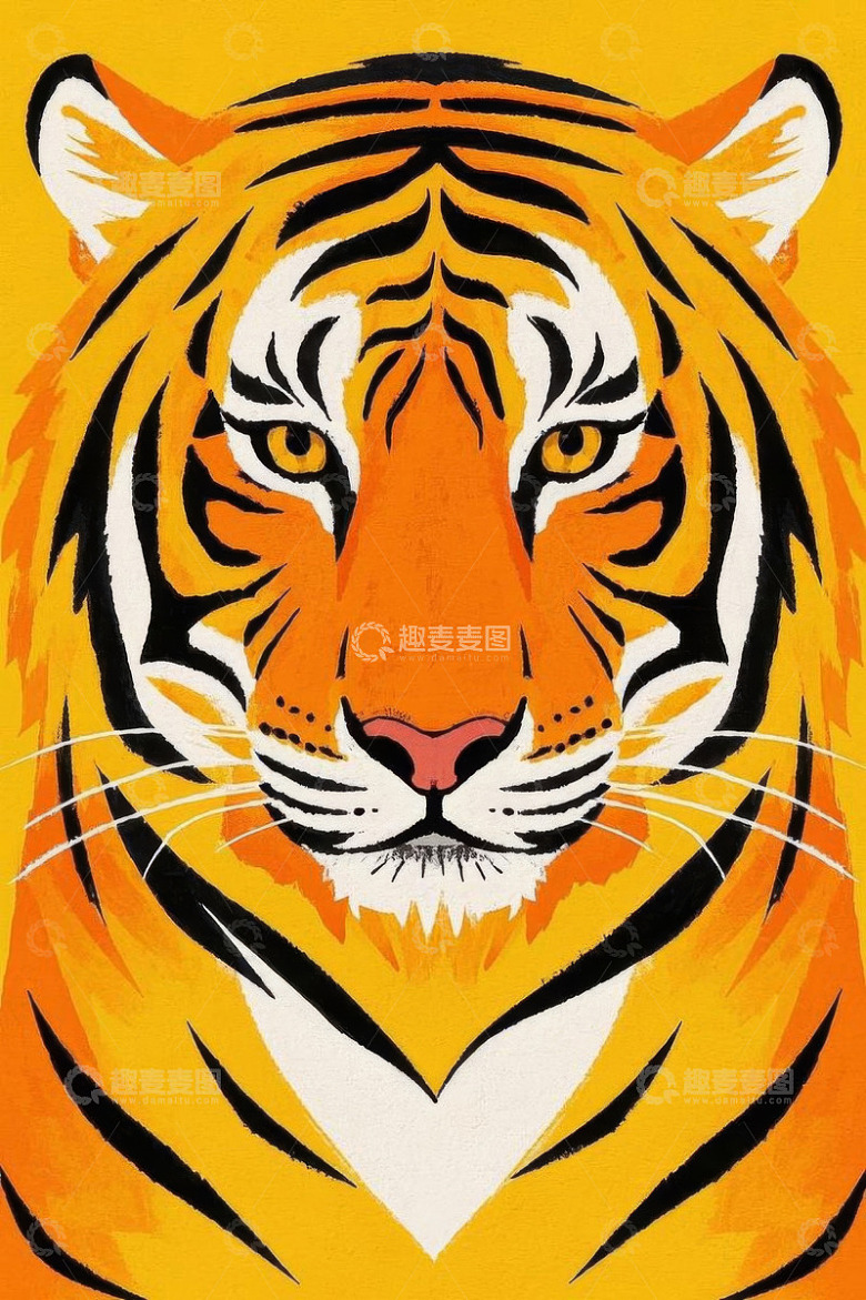 老虎头部插画素材