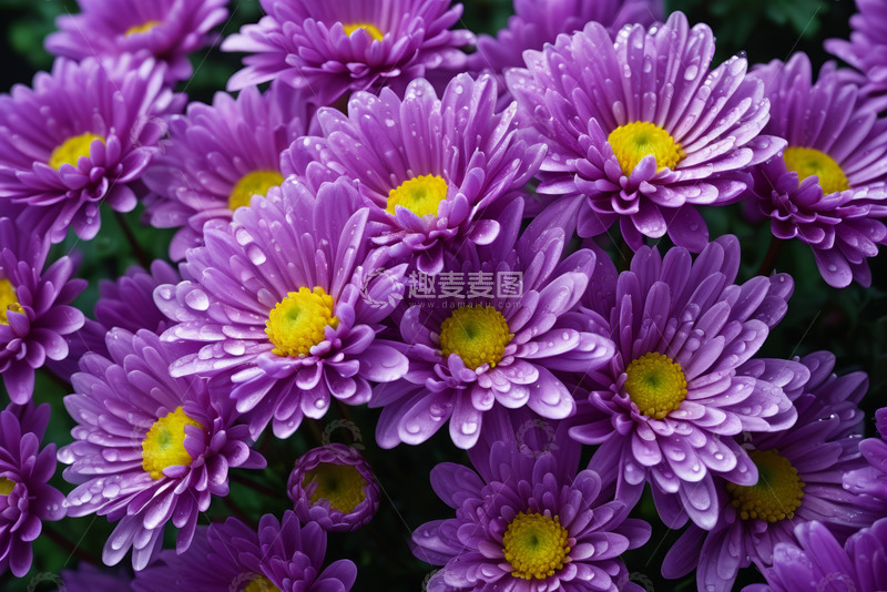 高清大图下载【趣麦麦图】带水珠的紫色菊花特写
