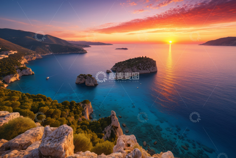 高清大图下载【趣麦麦图】海岸日落自然风光全景