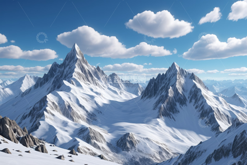 高清大图下载【趣麦麦图】雪山蓝天自然景观