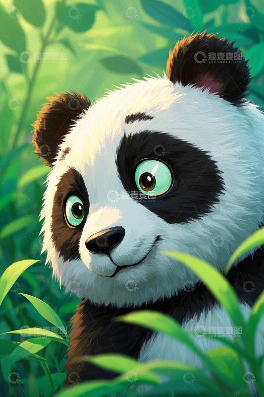 可爱卡通熊猫近景