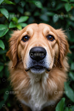 近景金毛犬直视镜头画面