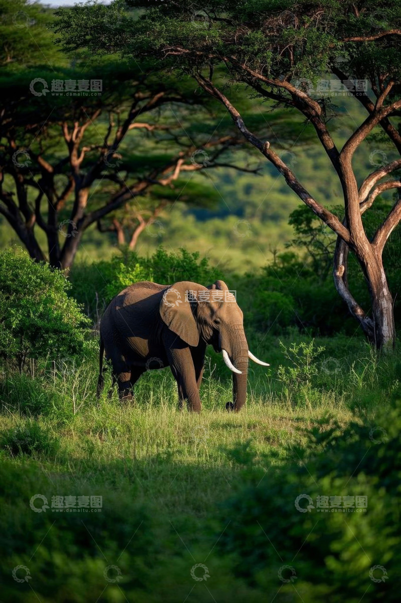 高清大图下载【趣麦麦图】非洲草原上行走的大象