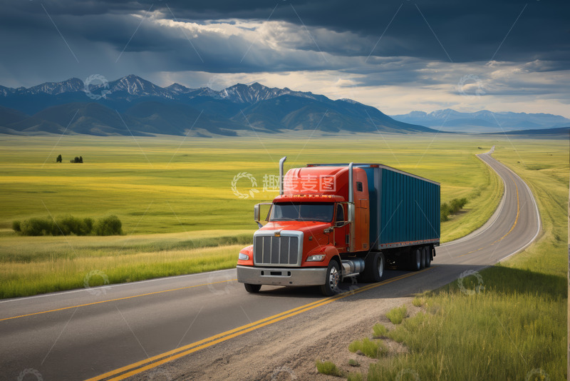 高清大图下载【趣麦麦图】公路上行驶的货运卡车