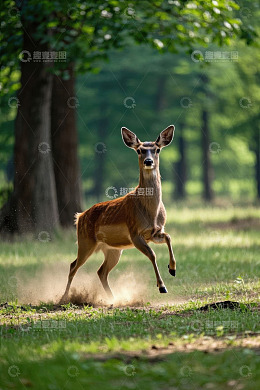 森林中跳跃的小鹿