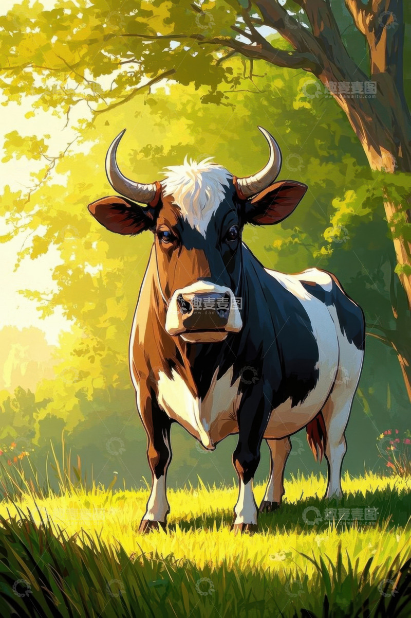 高清大图下载【趣麦麦图】草地上站立的牛