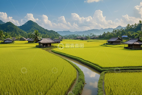 田园乡村稻田风景