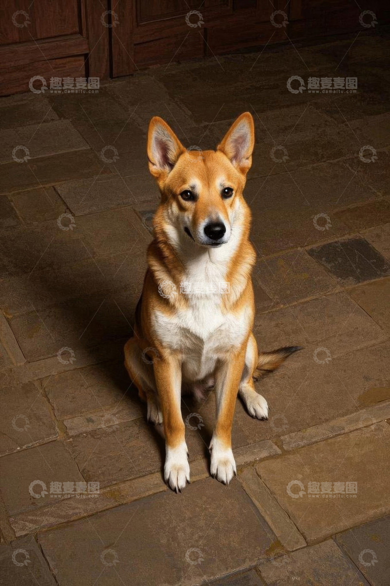 高清大图下载【趣麦麦图】室内坐着的宠物狗